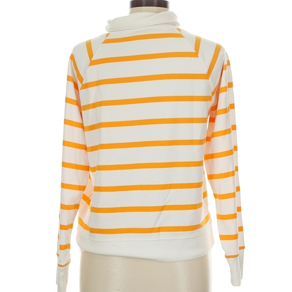 J. Crew Orange Striped Cotton Pullover Sweater - Picture 2 of 5